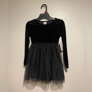 wonder nation Black Velvet and Tulle Long Sleeve Dress